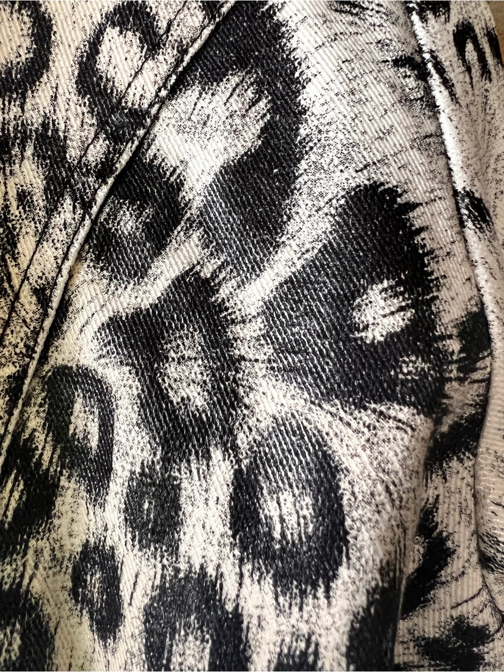 Red Coral Animal Print Leopard Bubble Hem Statement Coat Bell Sleeve L - Picture 14 of 16